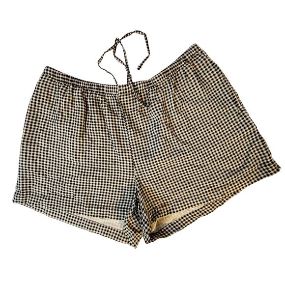 A New Day Womens Gingham Checkered Shorts Size L Black & White Casual - Picture 1 of 7